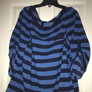 Blue and silver striped blouse